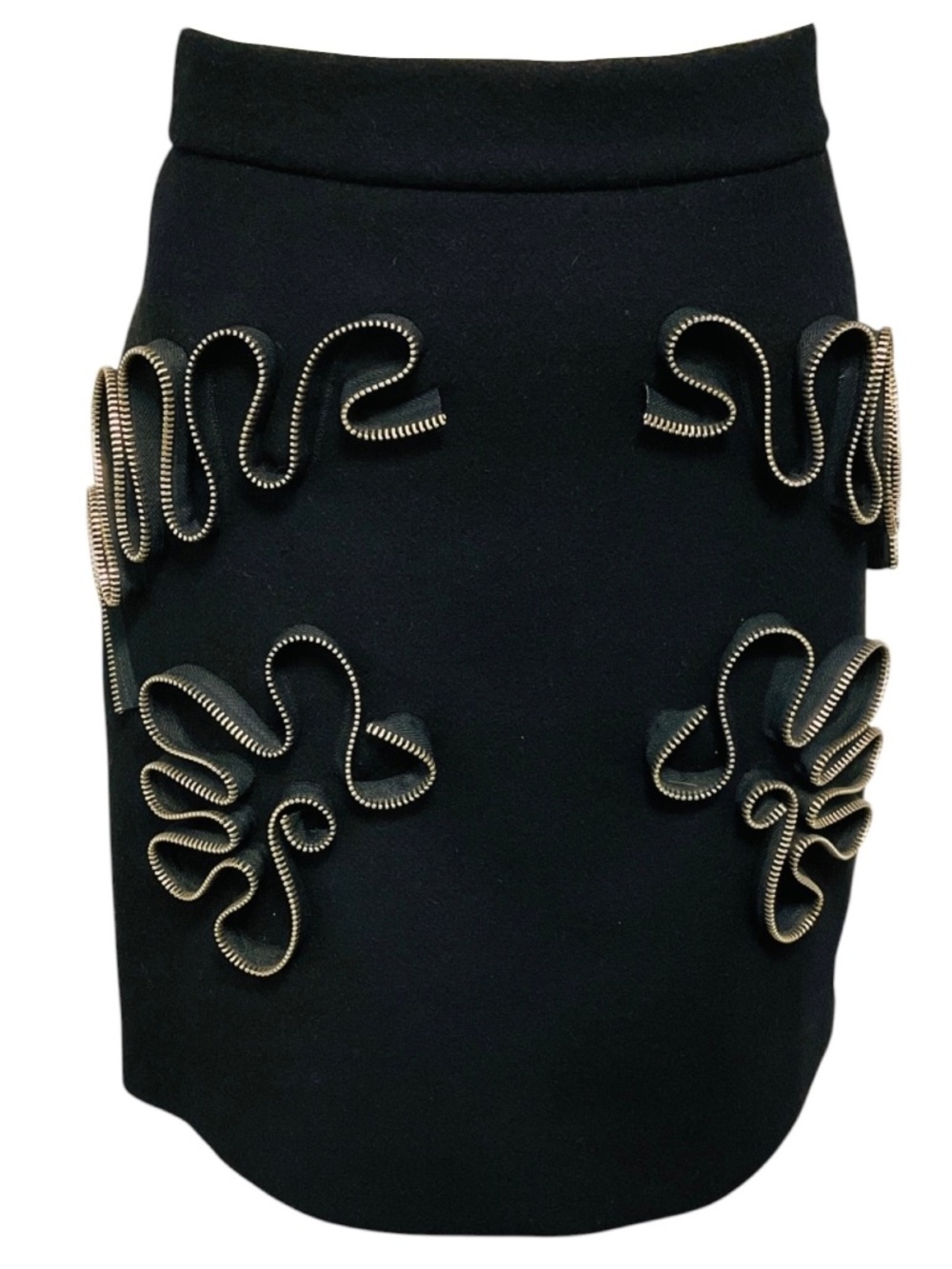 Stella McCartney Black Zipper Detail Wool Mini Skirt
